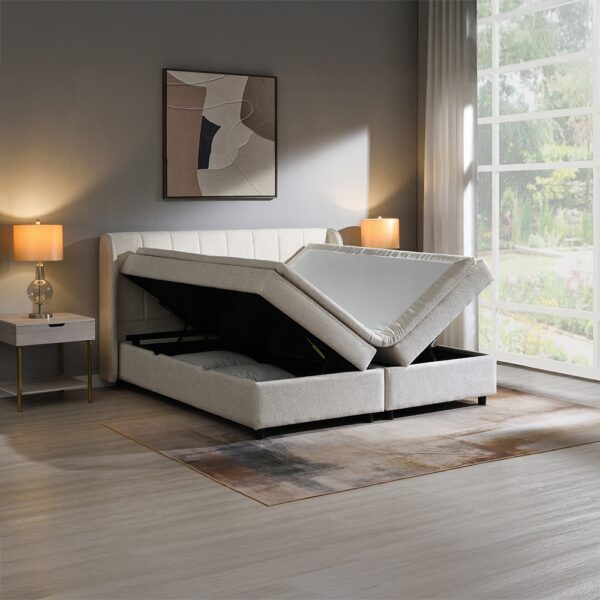 Adonia Queen Bed with Storage in Beige Chenille BD06012Q by ACME - Image 2