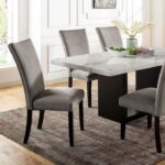 Marble Dining Table CM3744T-TABLE Elegant White & Black Transitional Table by Furniture of America