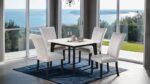 Sabro Square Black & White Marble FM3330BK-ST-TABLE Dining Table Contemporary by Furniture of America - Image 2
