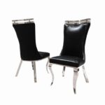Palazzo Silver Dining Chair in Black  FM33010BK-SC-2PK Glam by Furniture of America - Image 4