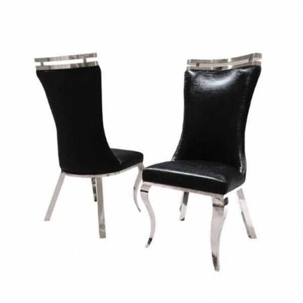 Palazzo Silver Dining Chair in Black  FM33010BK-SC-2PK Glam by Furniture of America - Image 4