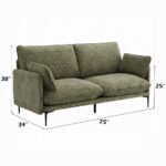 Dalton Sofa with 2 Pillows in Green Fabric LV05950 By ACME - Image 4