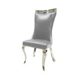 Palazzo Silver Dining Chair FM33010SV-SC-2PK Glam Tiger-Print Upholstered by Furniture of America