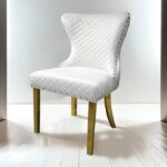 Portanova White Gold Dining Chair FM33015WH-SC-2PK Diamond Pattern Glam by Furniture of America