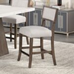 Counter Height Stool FM3332DB-PC-2PK Dark Walnut & Light Gray Contemporary by Furniture of America