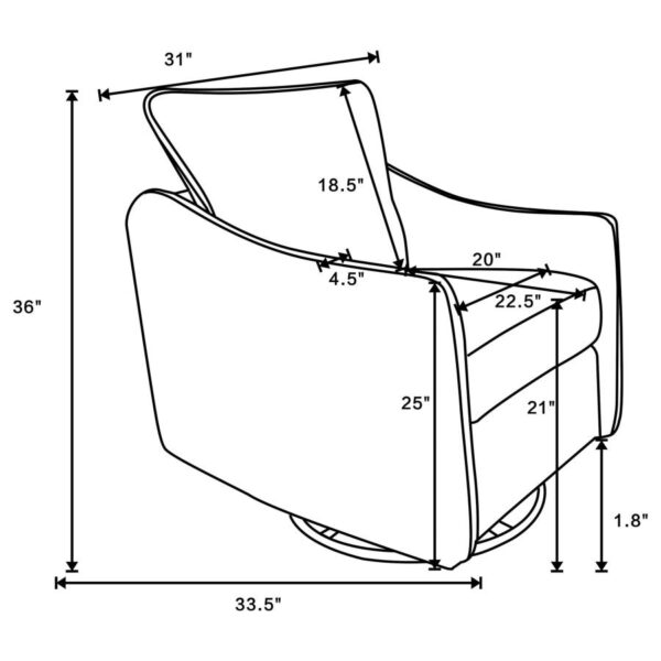 Madia Swivel Glider Chair Charcoal by Coaster Furniture - Image 4