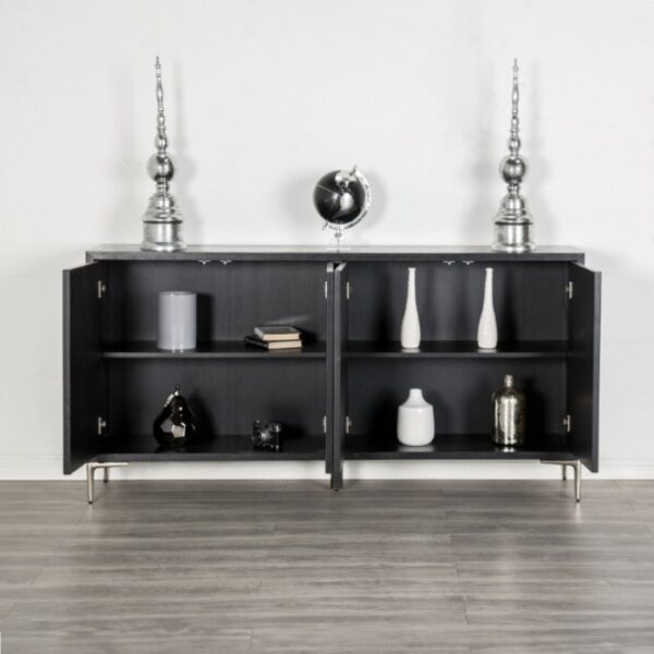 Beckham 4-Door Cabinet FM-AC9000SV Modern Contemporary Storage by Furniture of America - Image 4