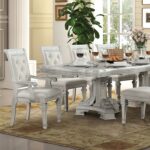 Stella Mia Dining Table FM31000WH-T-TABLE Traditional Ivory Extendable by Furniture of America
