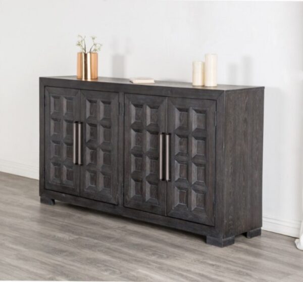 Modern Contemporary Weathered Black 4 Door Cabinet by Furniture of America - Image 2