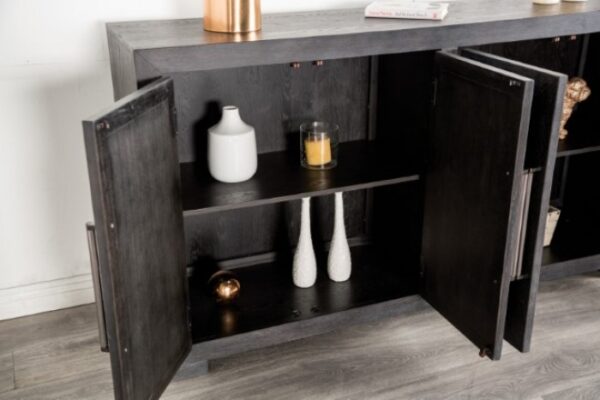 Modern Contemporary Weathered Black 4 Door Cabinet by Furniture of America - Image 4
