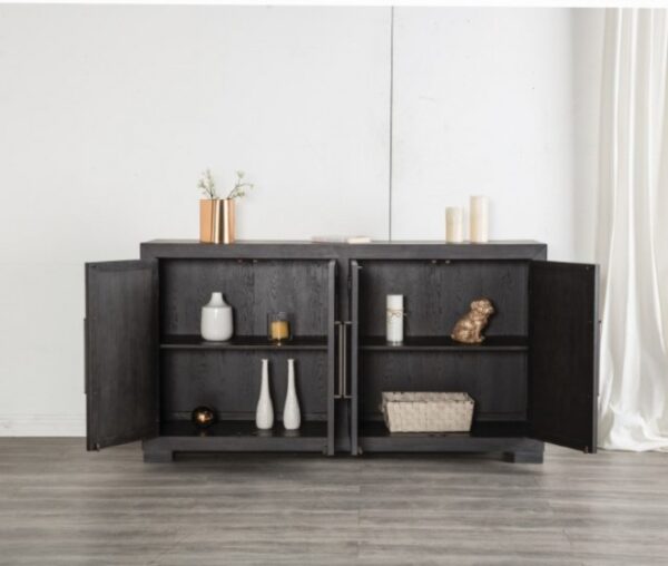 Modern Contemporary Weathered Black 4 Door Cabinet by Furniture of America - Image 5