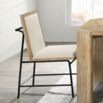 Contemporary Oak/Beige Side Chair by Furniture of America