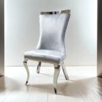 Basilicata Glam Gray Chair, Silver/Gray by Furniture of America
