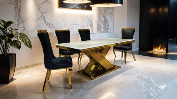 Palazzo Glam Gold Dining Table by Furniture of America - Image 2