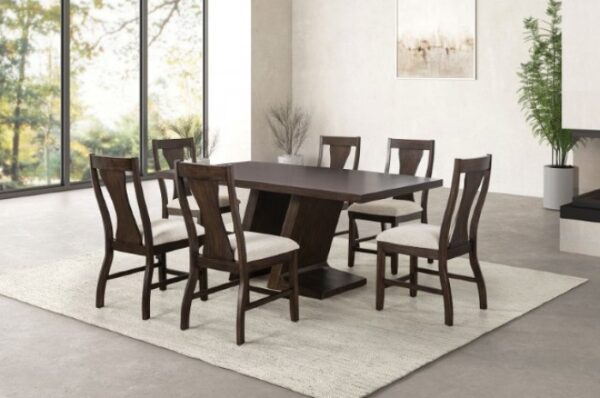 Holsworthy Espresso 7 Pc Dining Table Set Contemporary by Furniture of America - Image 2