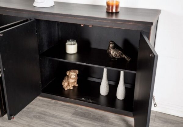 Viggo 4 Door Cabinet Modern Farmhouse Weathered Black by Furniture of America - Image 2