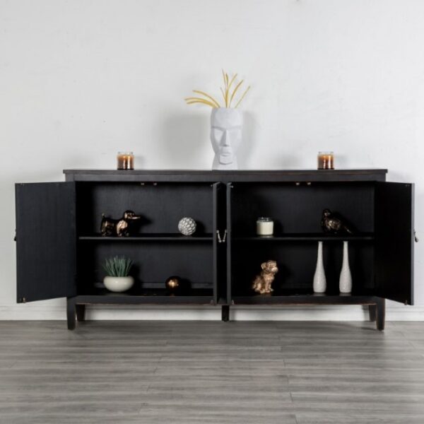 Viggo 4 Door Cabinet Modern Farmhouse Weathered Black by Furniture of America - Image 4