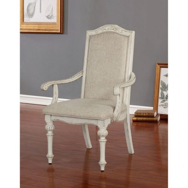 Arcadia Arm Chair Rustic Antique White by Furniture of America - Image 2