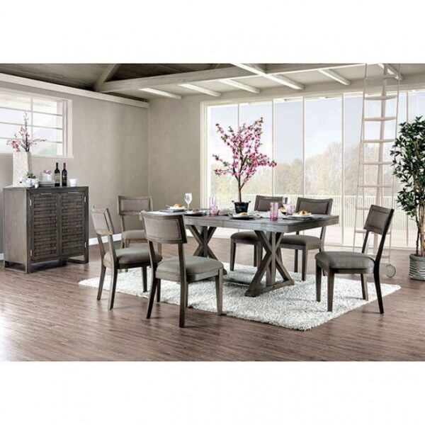 Leeds Dining Table Rustic Gray by Furniture of America - Image 2