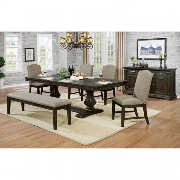 Faulk Dining Table Transitional Espresso, Warm Gray by Furniture of America - Image 2