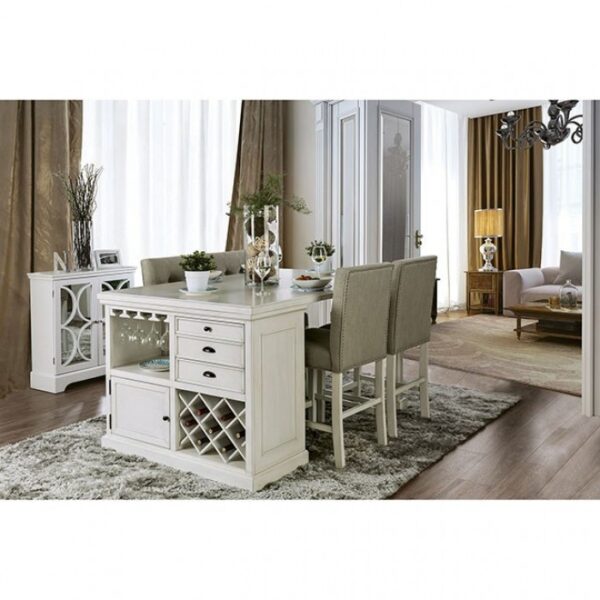 Sutton Counter Ht. Table Transitional Antique White by Furniture of America - Image 2