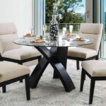 Jasmin Dining Table Contemporary Beige, Black by Furniture of America - Image 3