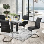 Richfield Dining Table Contemporary Black, Chrome by Furniture of America