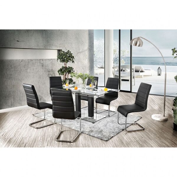 Richfield Dining Table Contemporary Black, Chrome by Furniture of America - Image 4