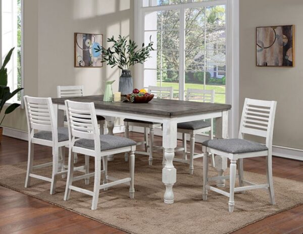 Calabria 7 Pc Counter Ht Table Set Table + 6 Chairs Rustic by Furniture of America - Image 2