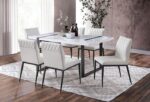 Alessia 7 Pc Dining Table Set Contemporary White/Black by Furniture of America - Image 2
