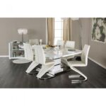 Midvale Dining Table Contemporary White, Chrome by Furniture of America - Image 2
