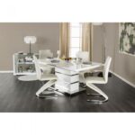 Midvale Dining Table Contemporary White, Chrome by Furniture of America - Image 3
