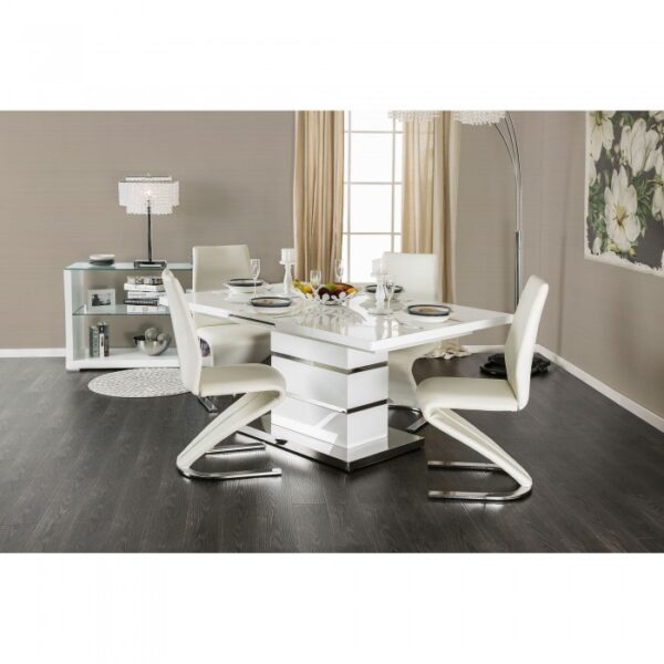 Midvale Dining Table Contemporary White, Chrome by Furniture of America - Image 3