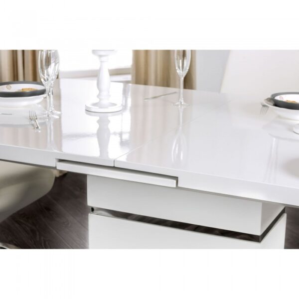 Midvale Dining Table Contemporary White, Chrome by Furniture of America - Image 4