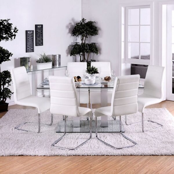 Richfield Dining Table Contemporary Silver/Chrome  by Furniture of America - Image 2
