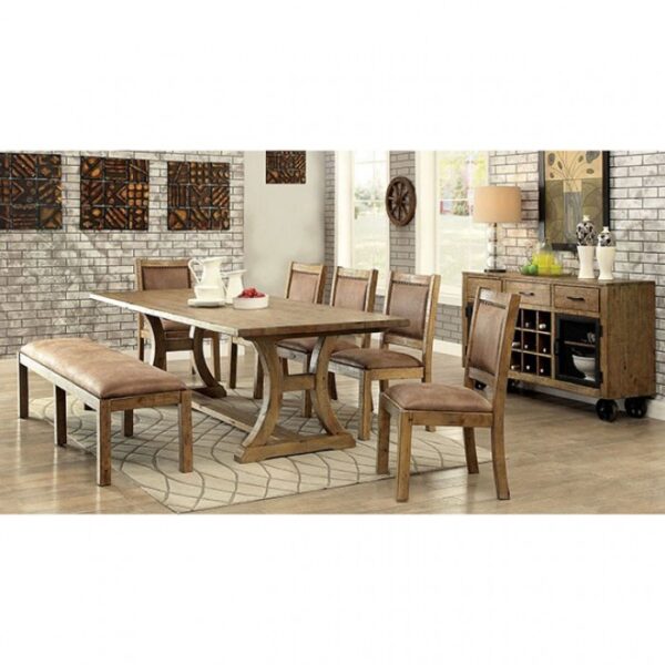 Gianna 96" Dining Table Rustic Rustic Oak, Brown by Furniture of America - Image 5