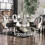 Orla Dining Table Contemporary Silver, Black by Furniture of America