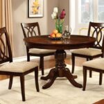 Carlisle Round Dining Table Transitional Brown Cherry by Furniture of America