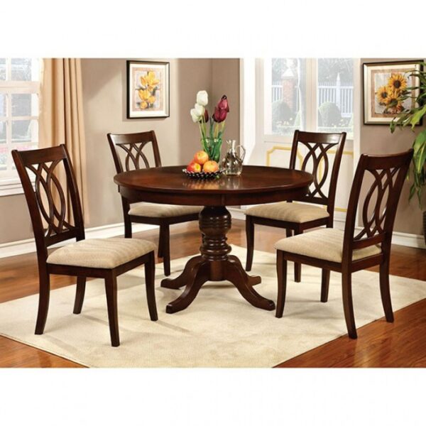 Carlisle Round Dining Table Transitional Brown Cherry by Furniture of America - Image 3