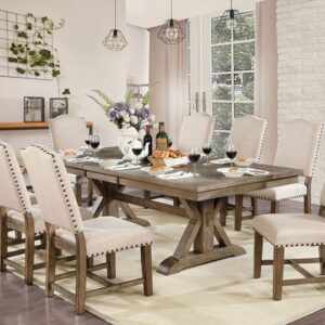 Julia Dining Table Rustic Light Oak, Beige by Furniture of America
