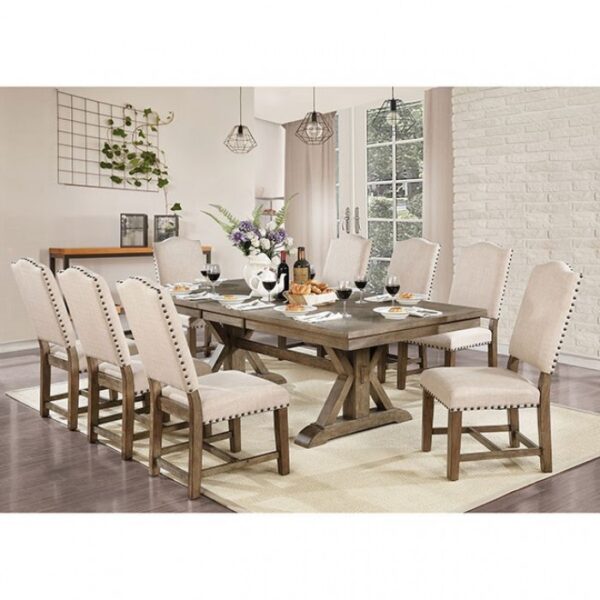 Julia Dining Table Rustic Light Oak, Beige by Furniture of America - Image 2