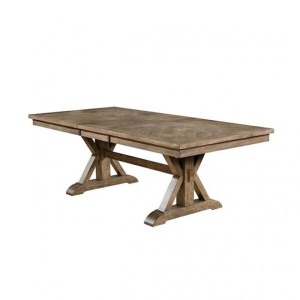 Julia Dining Table Rustic Light Oak, Beige by Furniture of America - Image 3