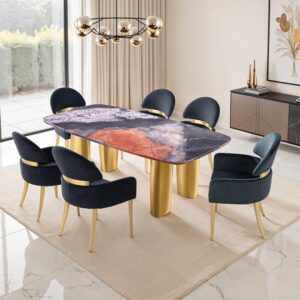 Northolt 7 Pc. Dining Table Set W/ Black Chair Contemporary by Furniture of America