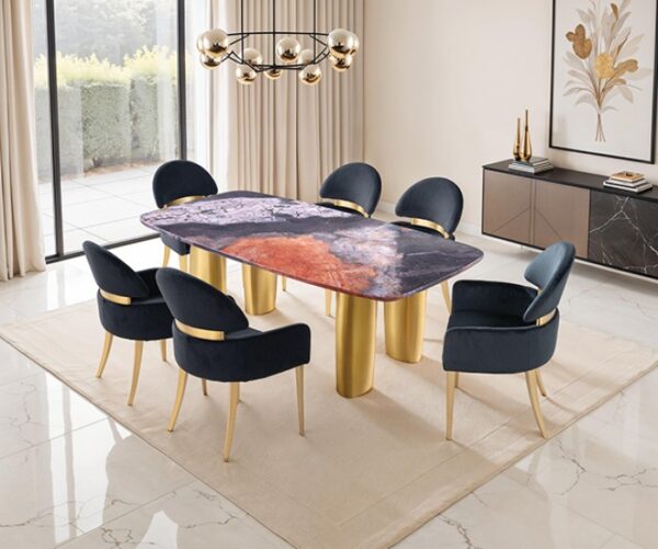 Northolt 7 Pc. Dining Table Set W/ Black Chair Contemporary by Furniture of America - Image 3