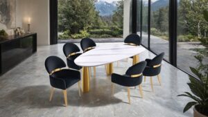 Northam 7 Pc. Dining Table Set W/ Black Chair Contemporary by Furniture of America
