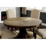Julia 5 Pc Dining Table Set Rustic Light Oak/Beige by Furniture of America - Image 2