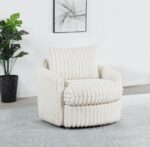 Sarco Corduroy Upholstered Swivel Accent Arm Chair Ivory 902541 By Coaster