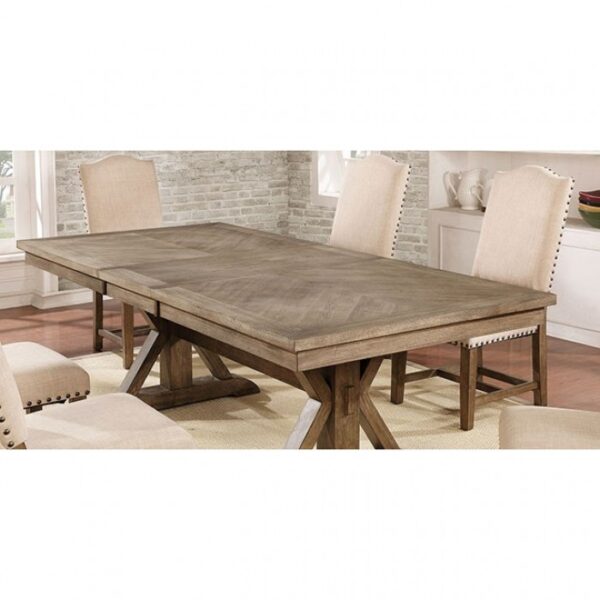 Julia 7 Pc Dining Table Set Rustic Light Oak, Beige by Furniture of America - Image 4