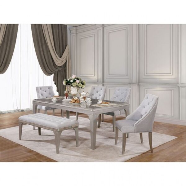 Diocles 6 Pc Dining Table Set w/ Bench Transitional by Furniture of America - Image 2