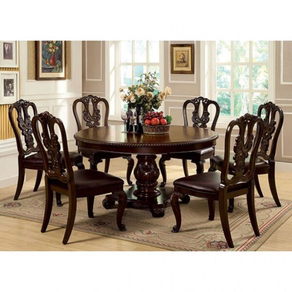 Bellagio 5 Pc Dining Table Set Traditional Brown Cherry by Furniture of America - Image 5
